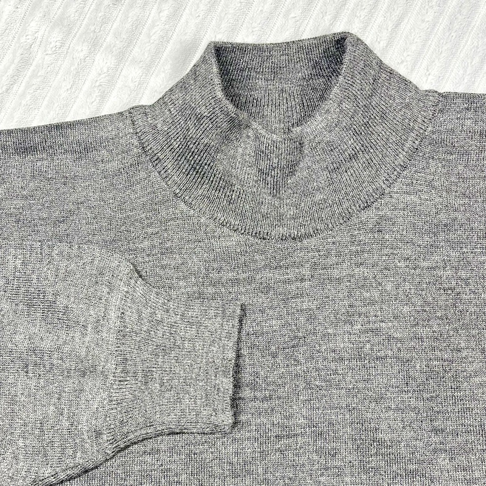 Gionfriddo Merino Wool‎ Blend Pullover Mock Neck Sweater Men's 5XL Gray Preppy